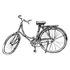 Fototapeta na wymiar Old bicycle sketch drawing illustration