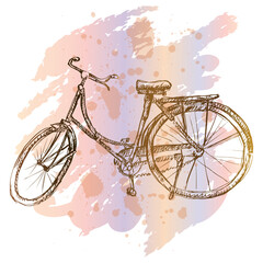 Old bicycle sketch drawing illustration