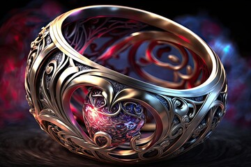 Magical Manifestation of Unwavering Love: A Fantasy Wedding Ring illustration Generative AI