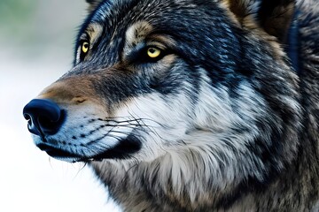 Fototapeta premium Wolf portrait close up. Generative Ai