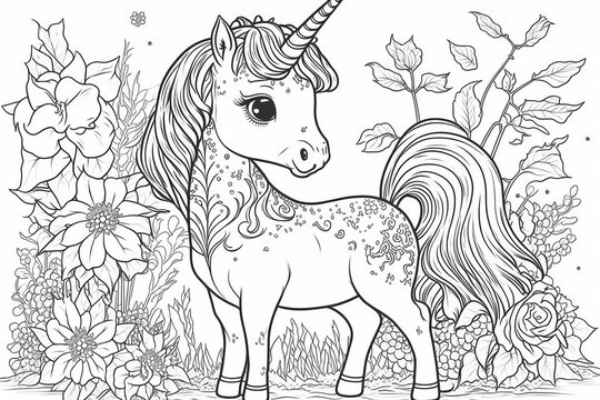 vector desenho de unicornio para criança colorir 