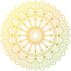 circular pattern mandala with gradient color yellow color combination green isolated white background