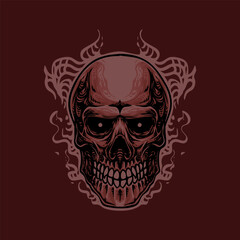 The red skull head illustration design