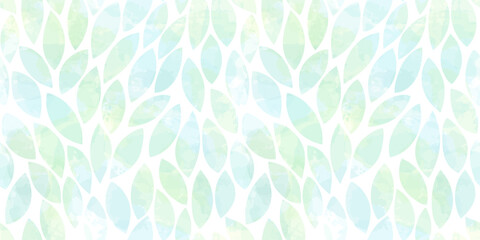 Watercolor leaves seamless vector pattern. Summer leaves background, blue texture jungle print