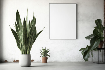 decoração interior minimalista estilo industrial com plantas 