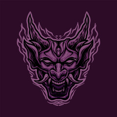 The purple japanese mask illustration design