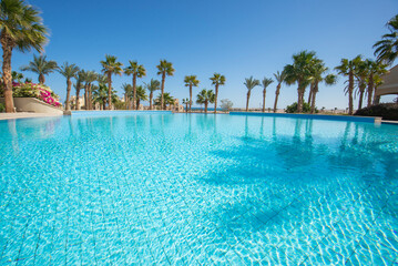 Swimming pool in a luxury tropical hotel resort