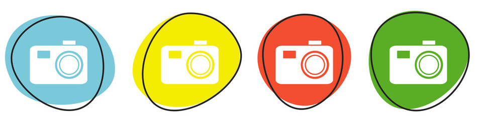 Banner mit 4 bunten Buttons: Fotokamera, Fotoapparat oder Fotos