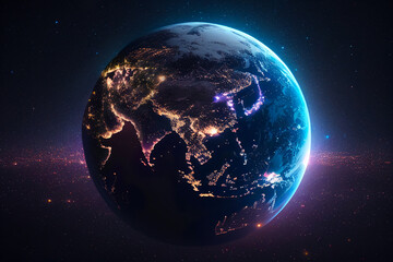 Earth from space night lights concept created with generative AI