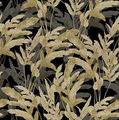Seamless pattern with brown leaves. Background with fern leaves.