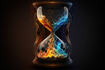beautiful colorful hourglass, copy space, Generative AI