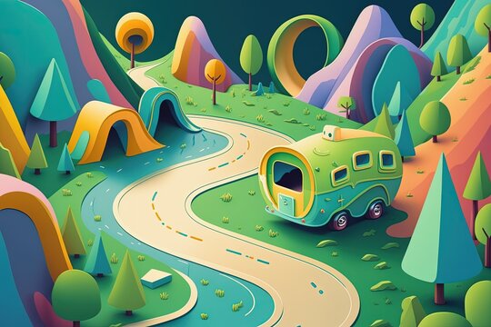 Sites where campers pitch tents in a rainbow of hues. Generative AI