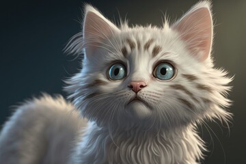 Cute cat close-up. Illustration. 3d. Generated by AI.