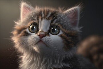 Cute cat close-up. Illustration. 3d. Generated by AI.
