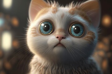Cute cat close-up. Illustration. 3d. Generated by AI.