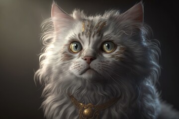 Cute cat close-up. Illustration. 3d. Generated by AI.