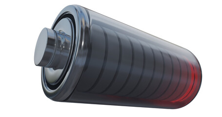 3D illustration battery low power perspective
