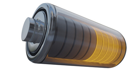 3D illustration battery 50% perspective