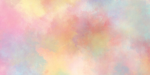 Abstract multicolored brush painted watercolor background with watercolor stains, painted colorful Rainbow watercolor background, Bright multicolor background with pink and blue and yellow colors.