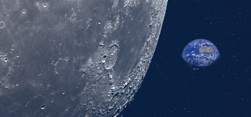 The Earth as Seen from the Surface of the Moon "Elements of this Image Furnished by NASA" © muratart