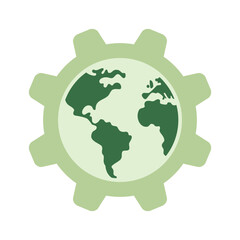 Earth globe and gears icon. Vector illustration