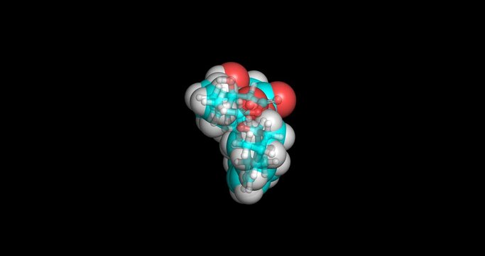 Lovastatin (Advicor, Altoprev)  anti-cholesterol drug 3D molecule spinning 