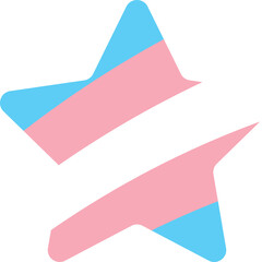 Blue, pink and white colored star icon, as the colors of the transgender flag. LGBTQI, pride month concept. Flat design illustration. - obrazy, fototapety, plakaty