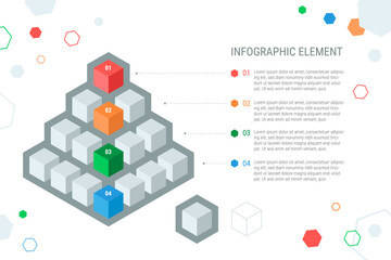 Infographic element in the form of a pyramid of cubes