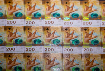 Swiss Francs of 200 (Two Hundred) Banknotes in Switzerland.