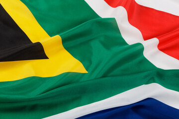 Close up of the official flag of South Africa