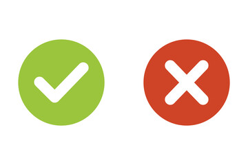 Green check mark, red cross mark icon set.