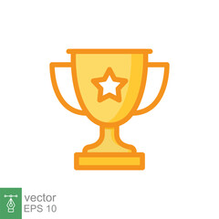 Trophy cup star flat icon. Simple filled outline style for app and web design element. Winner, award, champ, contest, won concept. Vector illustration isolated on white background. EPS 10.