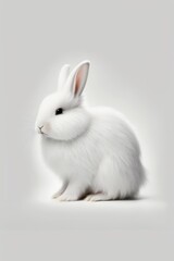 Lonely Easter bunny on white background. Generative AI.