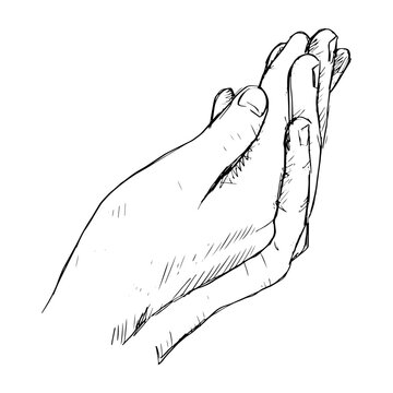 Sketch drawing Islamic praying hands