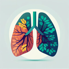 illustration of lung without air pollution concept, generative ai.