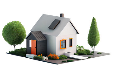 Mini house model. Real estate concept. illustration. - obrazy, fototapety, plakaty