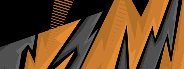 Sport car decal abstract orange and grey geometric style. Vector banner design