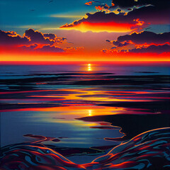 Fototapeta na wymiar stunning sunset over the sea Generative AI illustration