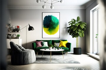 Modern design home interior of living room. Stylish home decor