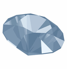 Diamond precious stone isolated over white background vector illustration. Expensive jewellery element, brilliant gemstone shape, jewellery shop logo concept