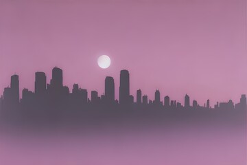 Fototapeta na wymiar sunset in the city color illustration