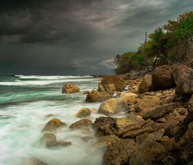 
storm over the sea on the Caribbean coast in Puerto Rico