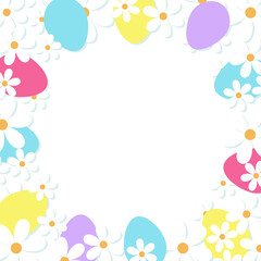 Obraz premium Easter frame with Easter eggs and white flowers