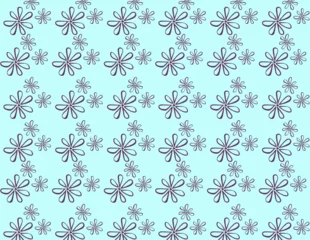 Poster Beautiful floral pattern background, purple on ice blue © Flask of Creativity