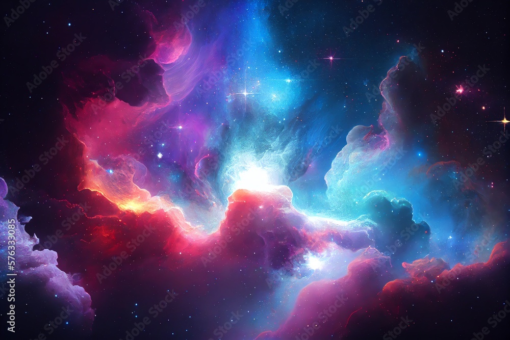 Wall mural abstract outer space endless nebula galaxy background. generative ai