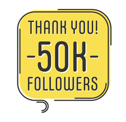 50000 followers vector. Greeting social card thank you followers. Congratulations follower design template