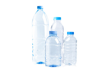 Plastic water bottle isolated on white background.