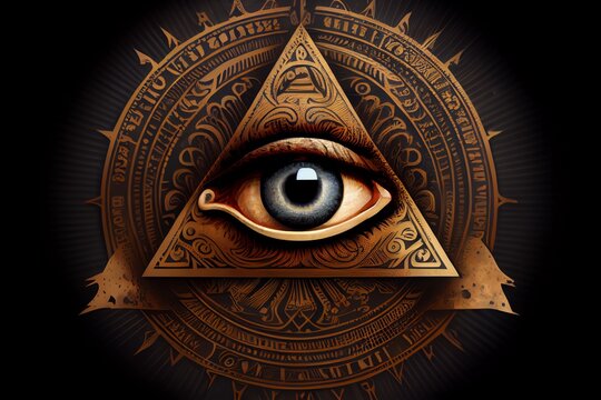 All Seeing Eye, Illuminati Symbol. Generative AI