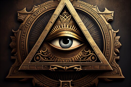 All Seeing Eye, Illuminati Symbol. Generative AI