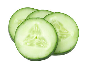 Sliced cucumber isolated, transparent png, PNG format, cut out.